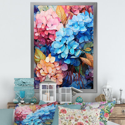 Hortensia bleue et orange II sur toile