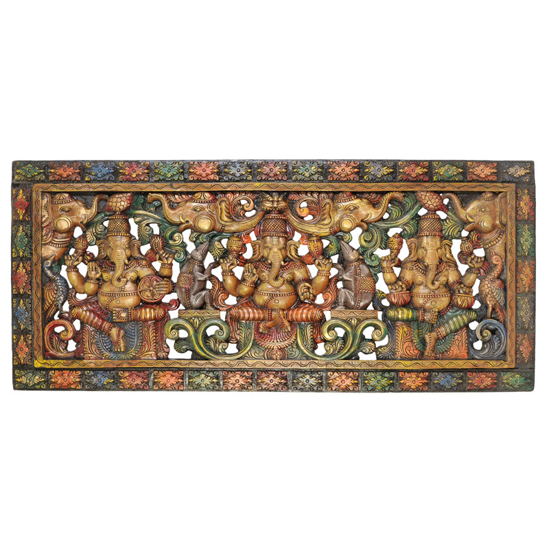 Panneau triple Ganesha avec treillis