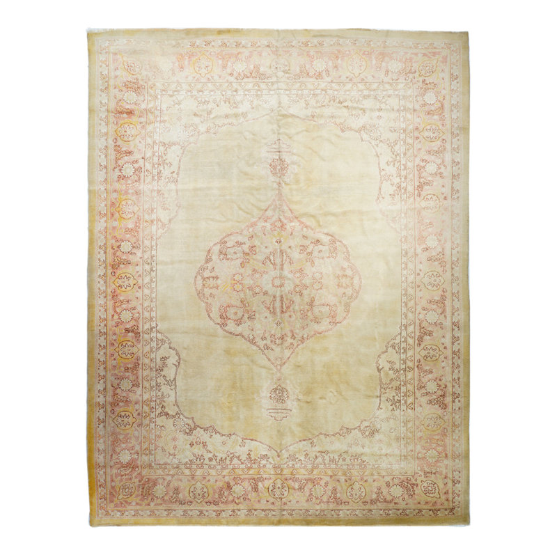Wool Floral Area Rug in Beige