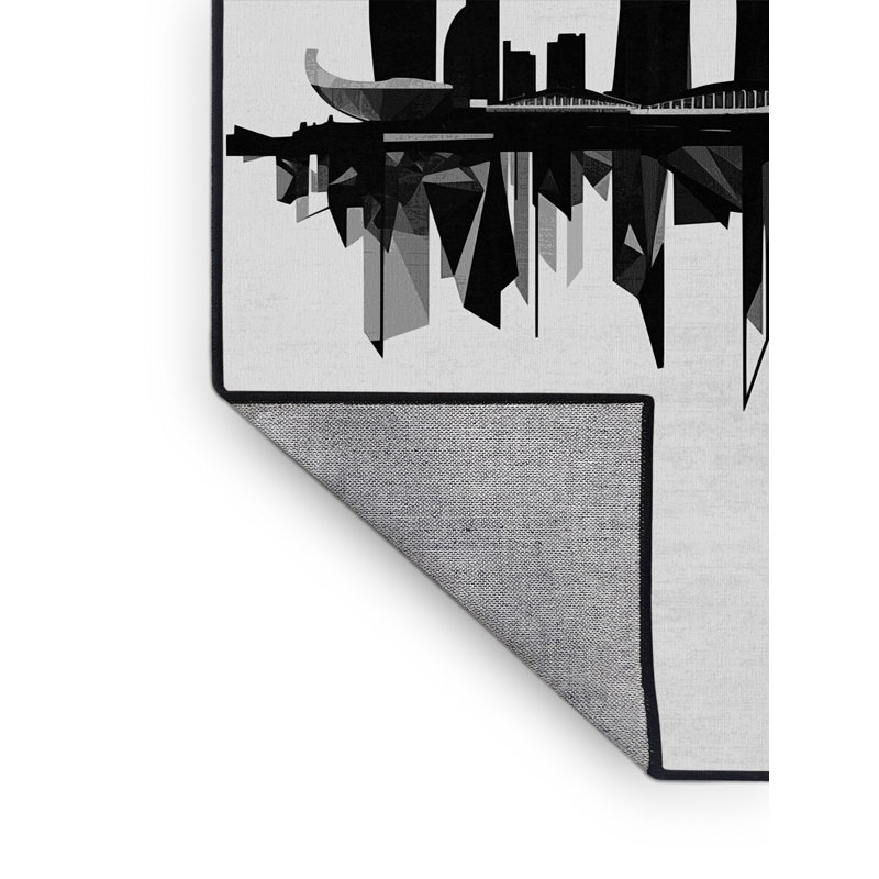 Tapis géométrique moderne gris élégant et lavable à la machine Godofreda, 8' Square