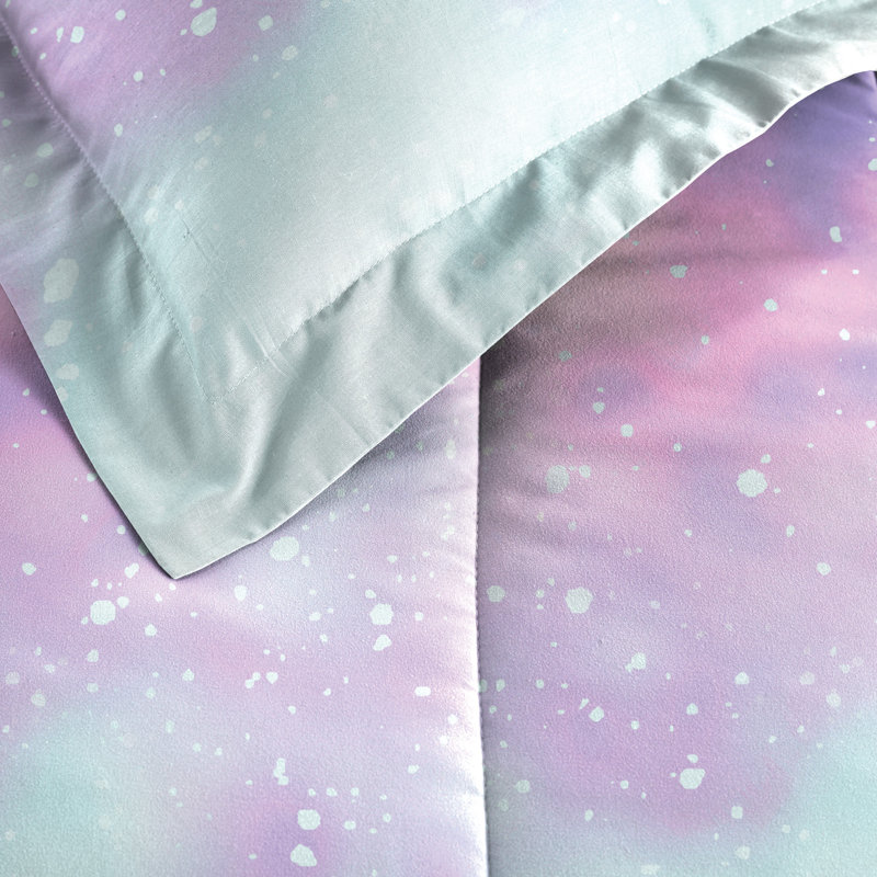 Twilight Pink and Teal Microfiber Twin Bed in a Bag Set