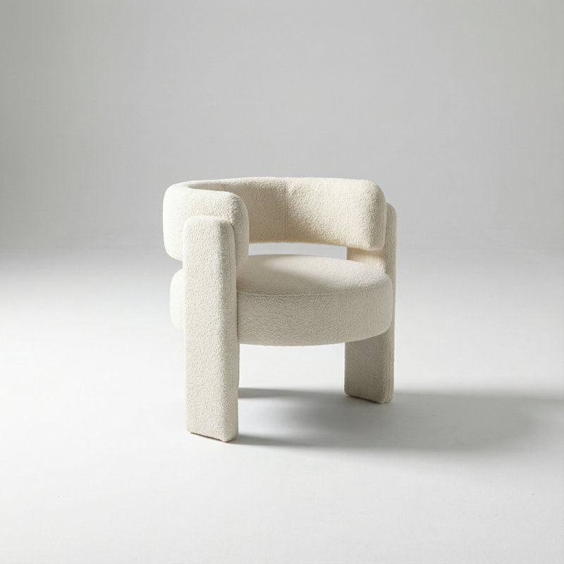 Fauteuil d'appoint moderne et sculptural en tissu doux et bouclé pour le salon, la chambre à coucher ou les sièges de bureau