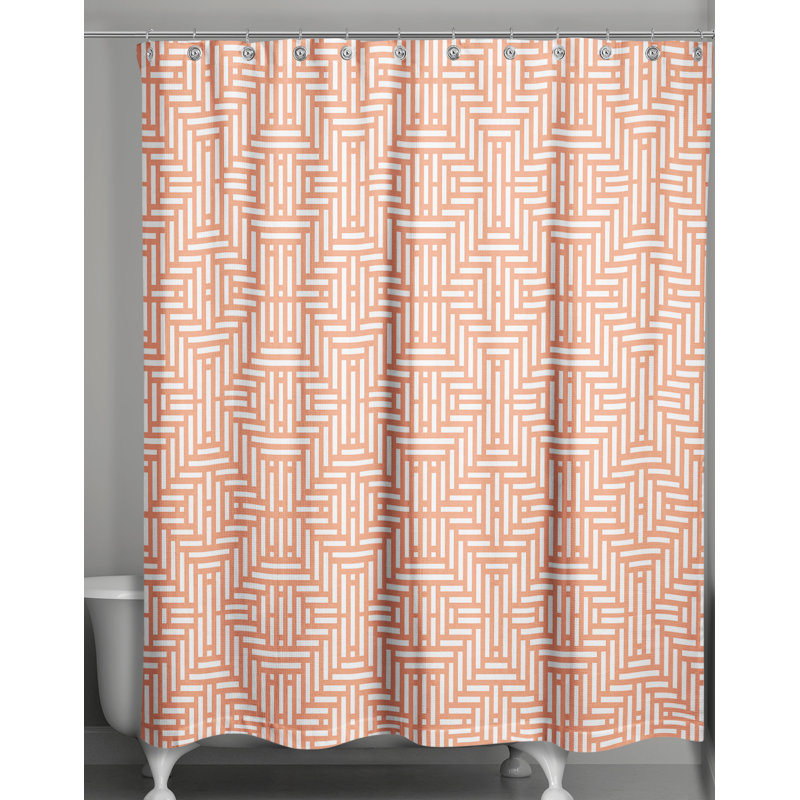 Rideau de douche simple géométrique Travers, Corail