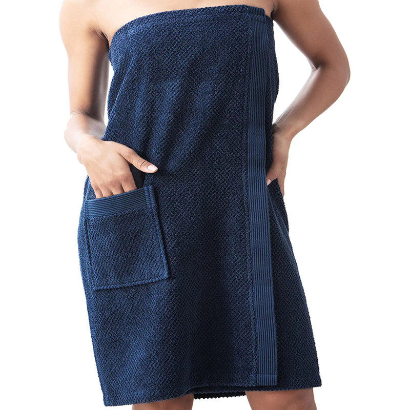Peignoir au-dessus du genou avec poches MaKee, S, M, Bleu marine