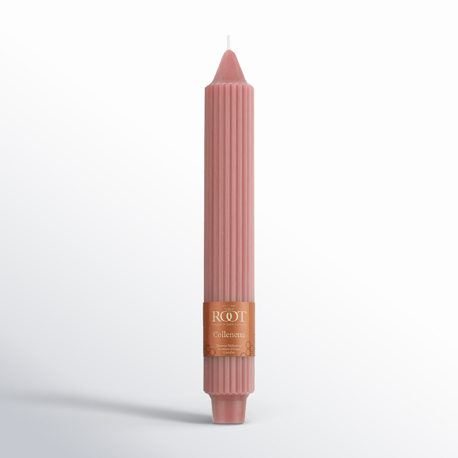 Unscented Taper Candle, 9" H x 1.25" W x 1.25" D, Dusty Rose