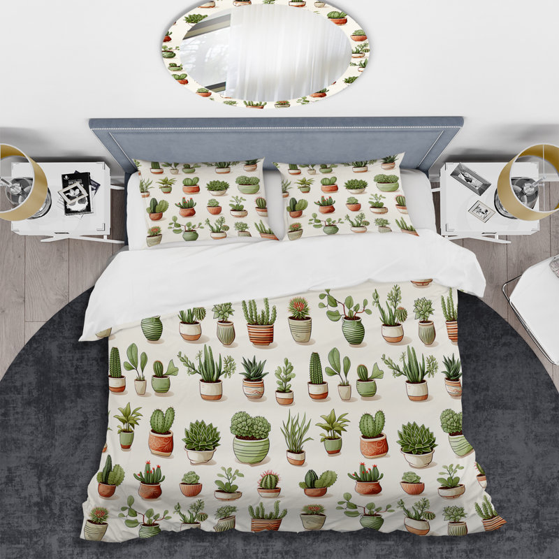 Literie Minimalist Succulents I, Housse de couette simple + 1 taie décorative stan