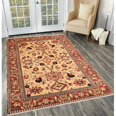 One-of-a-Kind Baccio Hand-Knotted 1990S 6'5" X 8'5" Wool Area Rug in Beige