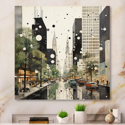 Grey Green Mid Century Architectural Elegance - Mid-Century Metal Wall Art
