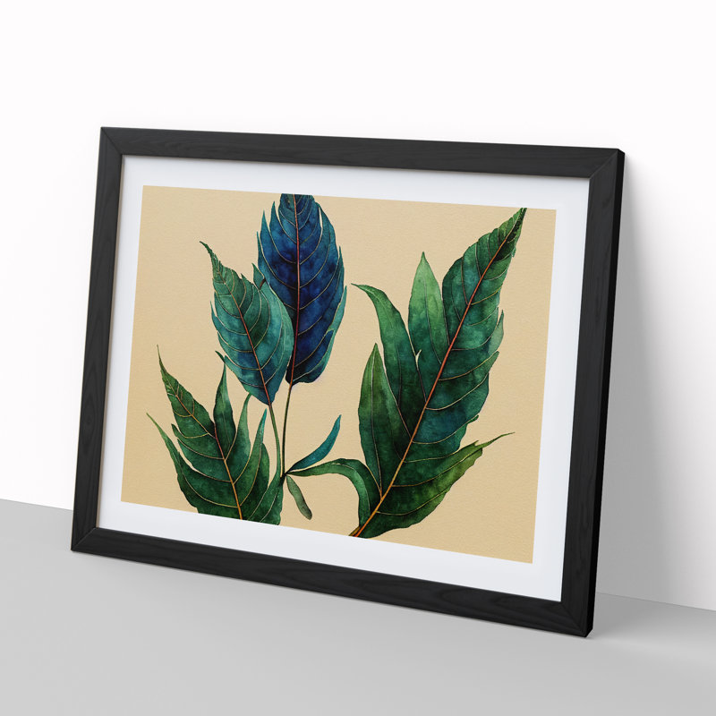 Luscious Leaf - Single Picture Frame Print, Black, 25cm H x 34cm W x 2cm D
