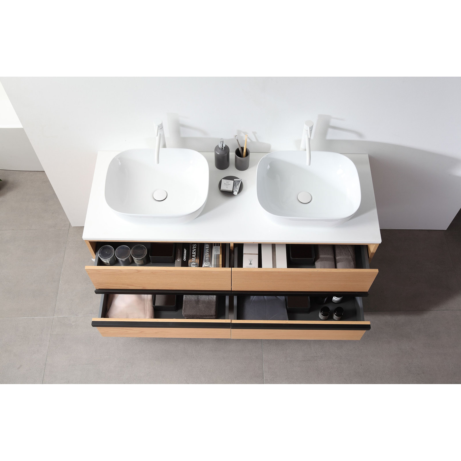 Sintra 55" Eucalyptus Double Bathroom Vanity, Whitewash