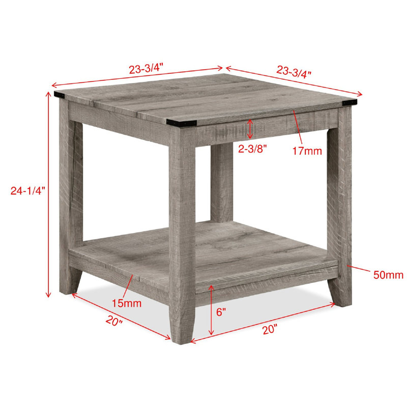 Ensemble de table basse 3 pièces avec table basse rectangulaire en bois et deux tables de bout carrées assorties
