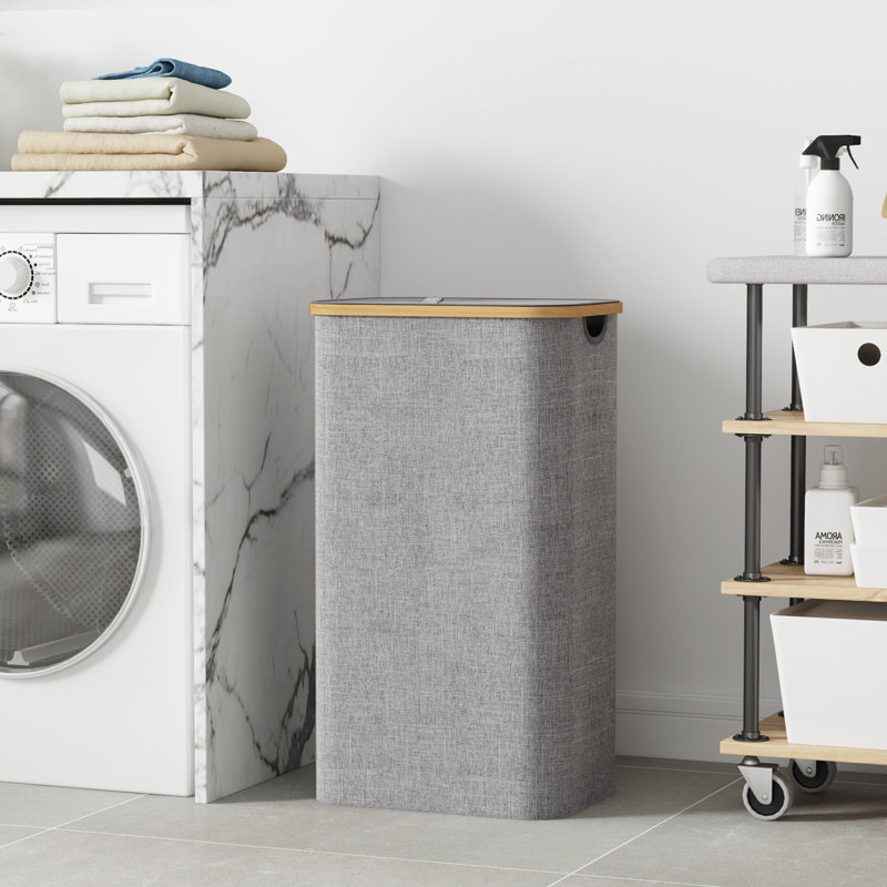 Laundry Hamper And Waste Basket Set, Light Grey
