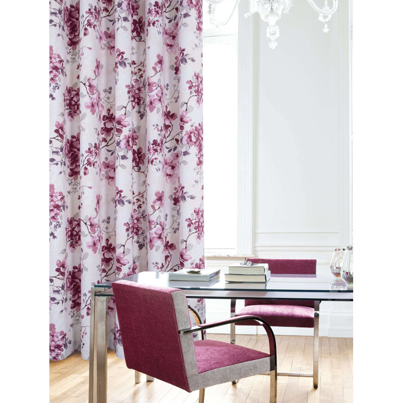 Stuyvesant Eyelet Fully Lined Curtains Pair, Pink, 168 x 229 cm