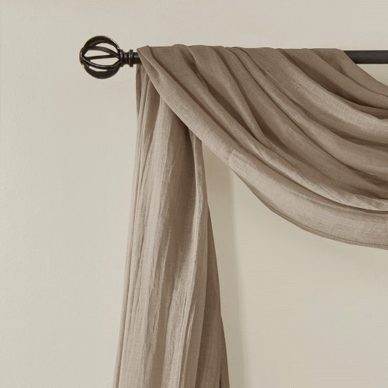 Solid Crushed Scarf Sheer, Taupe, 42" W x 216" L