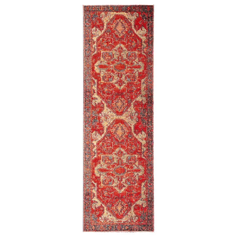 Tapis rose / crème Aunya, Tapis de couloir 2 pi 6 po x 8 pi