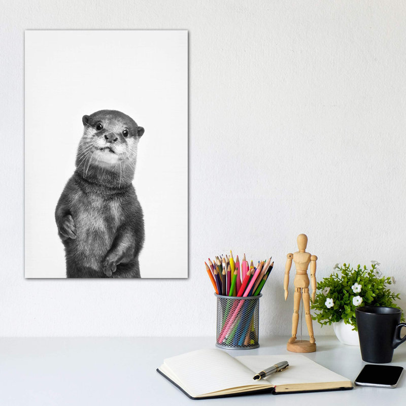 Loutre par Sissi & Seb - impression d'art graphique, H 12 po x l 8 po x P 0,75 po, Toile tendue, Pas de tapis