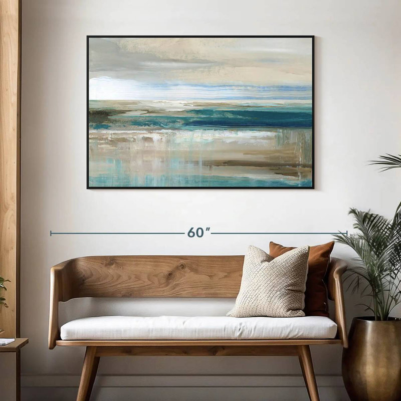 Mer de Kofi, 46 po x 31 po, Cadre flottant noir