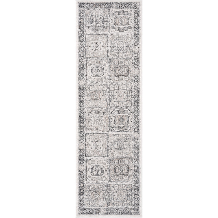 Saxton Oriental Indoor Polypropylene & Polyester Area Rug, Gray