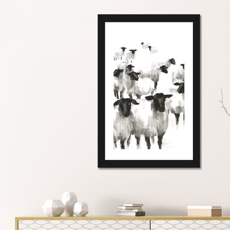 Print, H 32 po x l 24 po x P 1 po, Blanc, Papier encadré noir