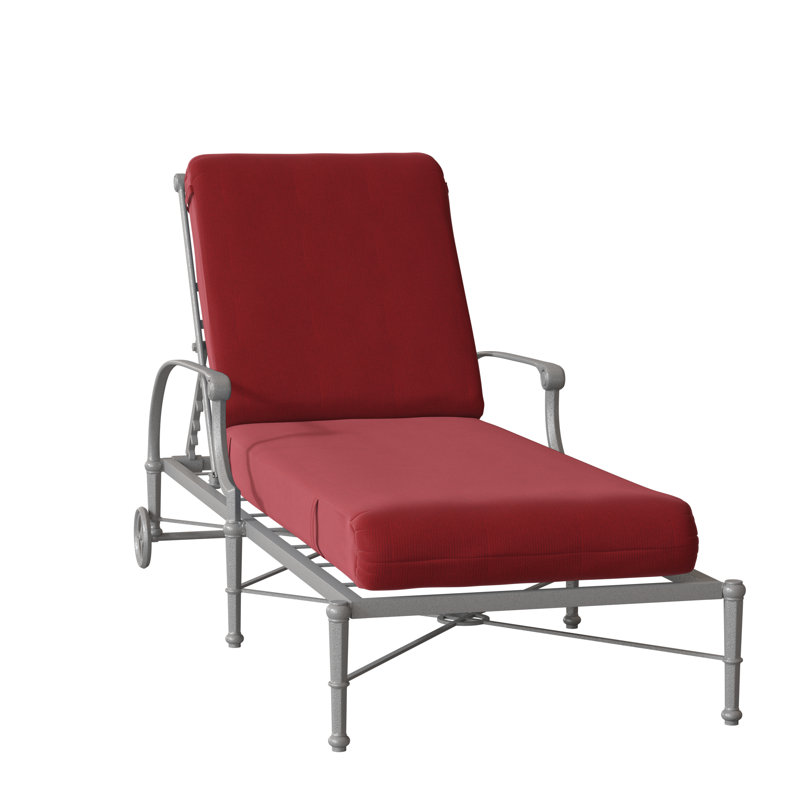 Delphi 32'' Outdoor Aluminum Chaise Lounge, Pewter, Canvas Navy Sunbrella® Canvas