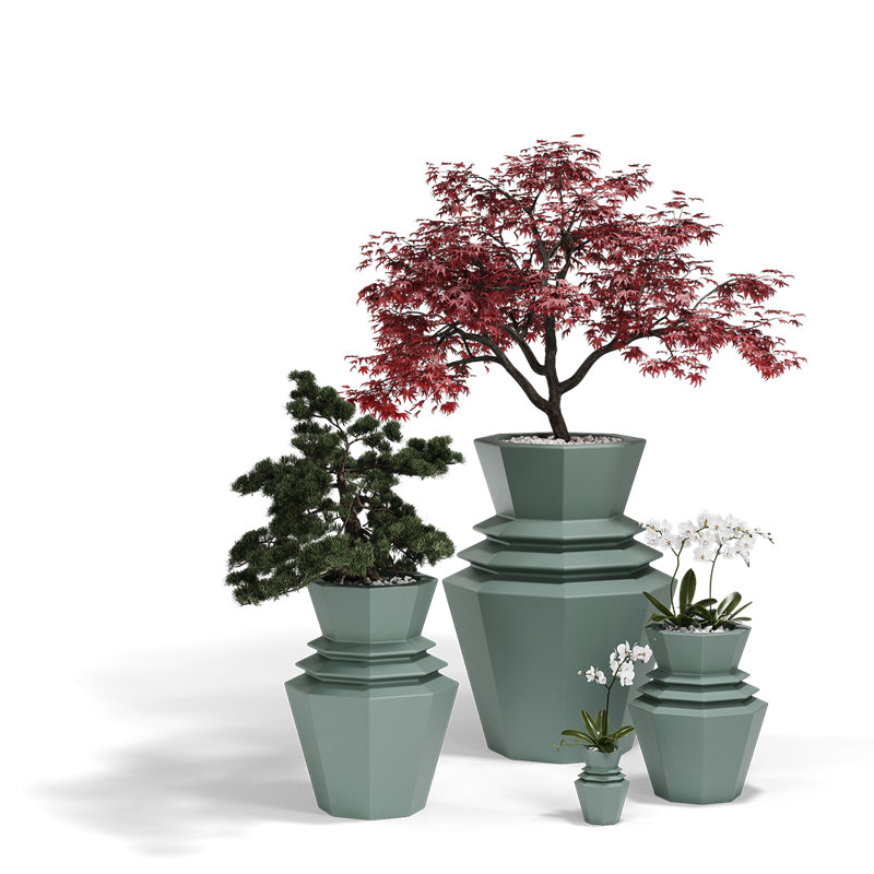 Origami - pot à fleurs Hinoki, H 9,75 po x l 7,5 po x P 7,5 po, Vert