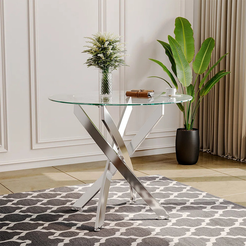 Chavis 90cm Wide Tempered Glass Dining Table