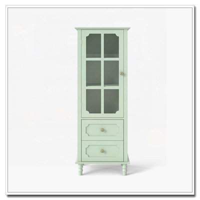 Arched Cabinet with Glass Doors and Double Drawer