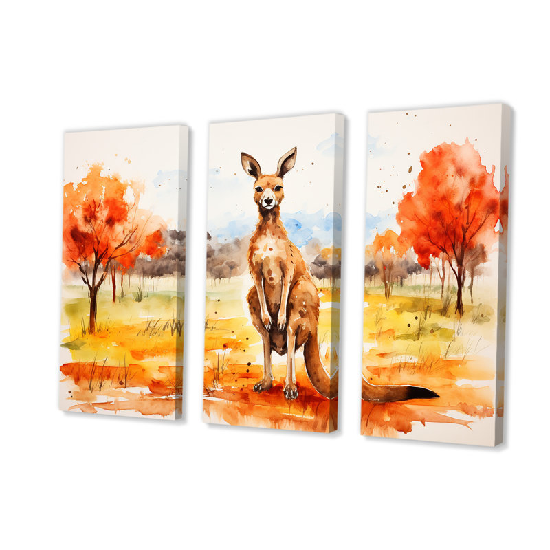 «Kangaroo Outback - Kangaroo Animal», art mural, Toile tendue, H 28 po x l 36 po