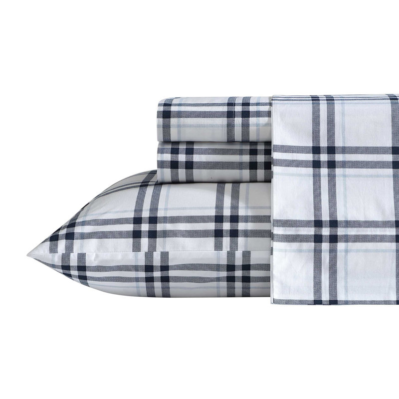 Ensemble de draps en percale de coton Nautica, Ensemble de draps pour grand lit avec 2 taies d'or