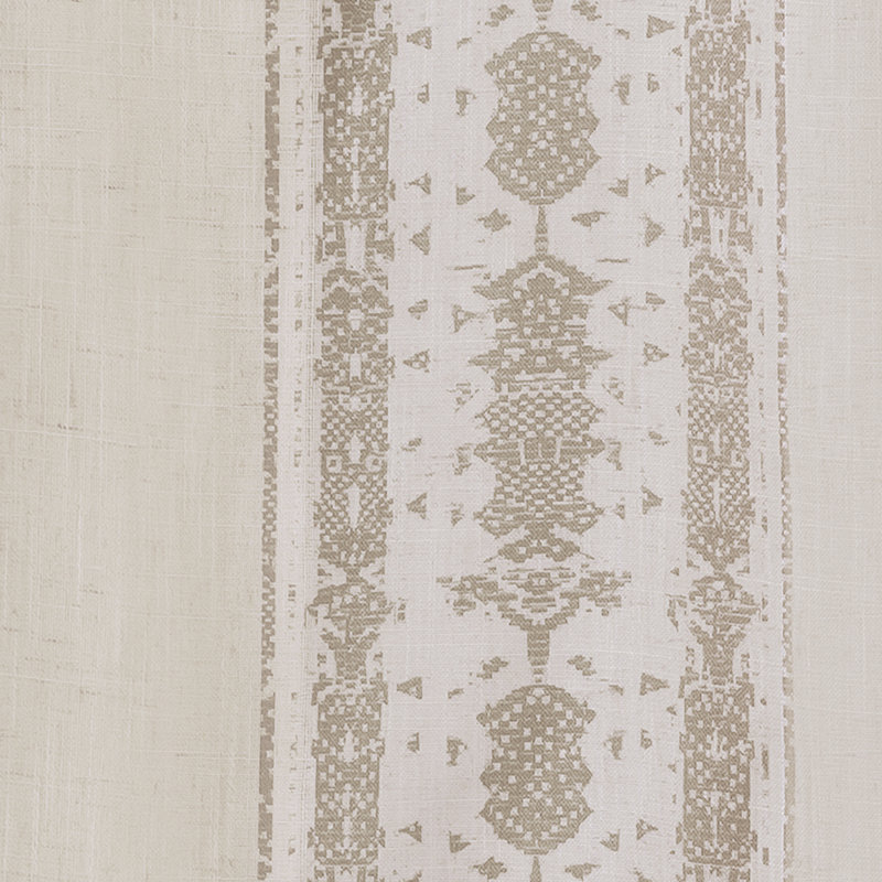 Rideaux occultant en lin Boho, Garniture de tricot beige, L 52 po x L 84 po