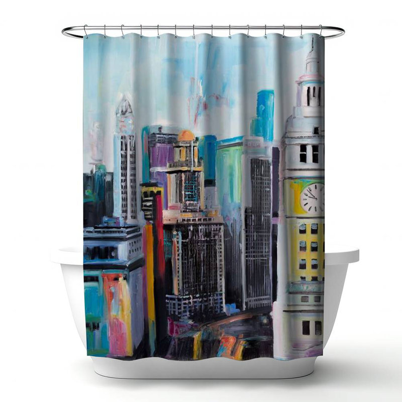 Shower Curtain CI290 – Polyester Shower Curtain, Dye Sublimation Print, 71" W × 74" L