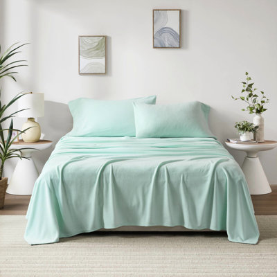 Drap-housse 100% molleton 4 pièces, ultra doux, douillet, boulochage, lavable à la machine, avec draps-housses plats et 2 taies d'oreiller pour un sommeil doux, molleton, douillet