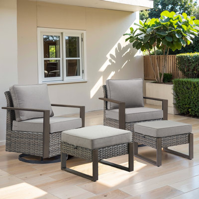 Allcot Outdoor 2-Person Seating Group With Swivel Glide Chair With Cushions