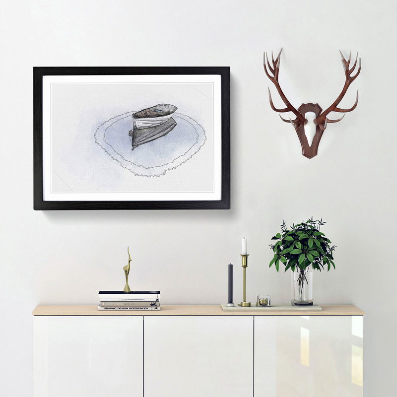 Reflection of a Boat in Abstract - Picture Frame Graphic Art Print, 62cm H x 87cm W x 2cm D, Black Framed