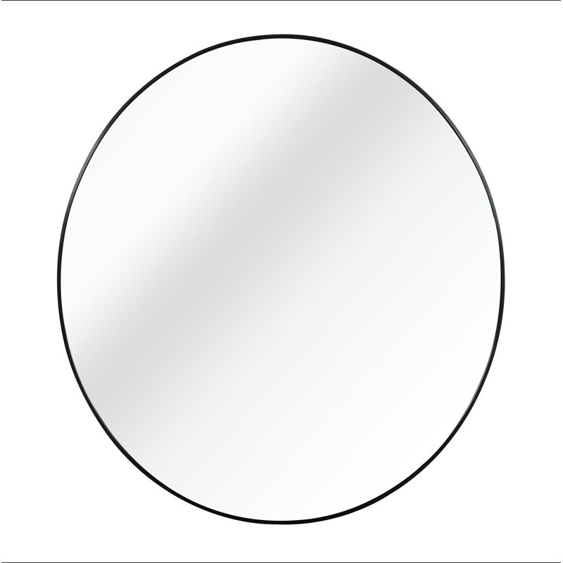 Metal Round Bathroom Mirror, Black, 16" x 16"