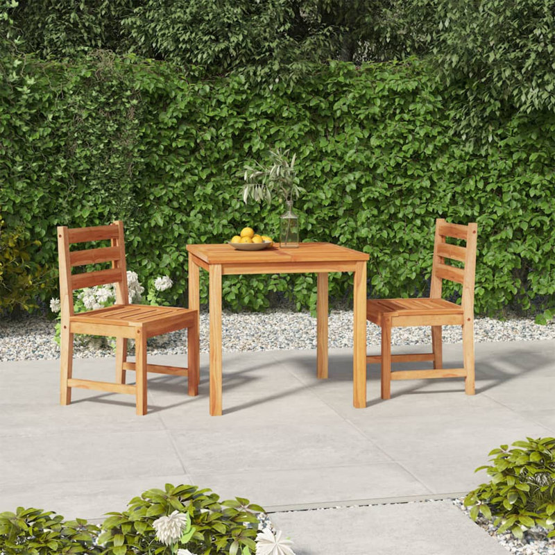 Table et chaises de patio en bois de teck massif, P 31,5 po x l 31,5 po x H 30,3 po