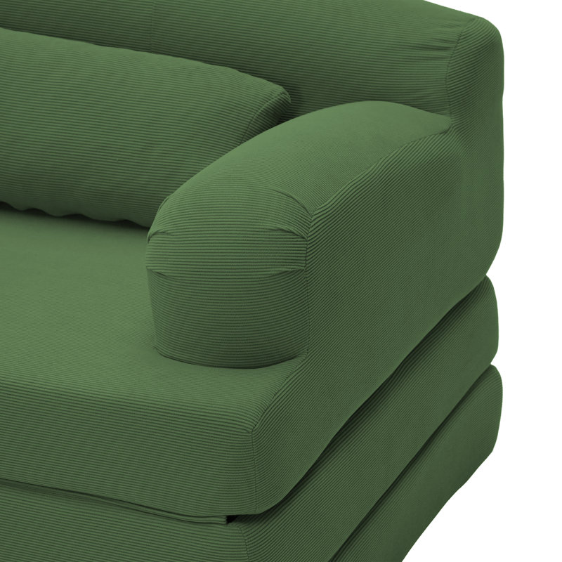 Canapé-lit pliable en velours côtelé Corduroy - Canapé convertible en mousse haute densité (vert), Green Corduroy, Vert