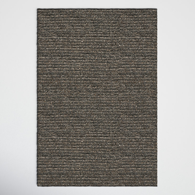Asta Solid Color Handmade Flatweave Wool Area Rug in Gray, Rectangle 2' x 3'