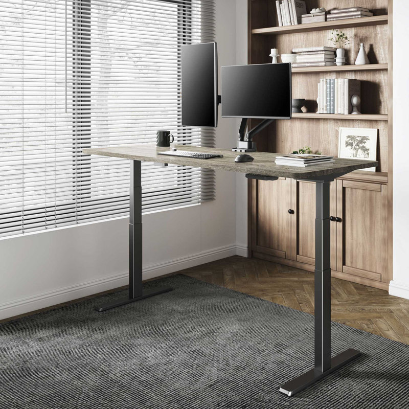 Adjustable Electric Standing Desk, Gray/Black
