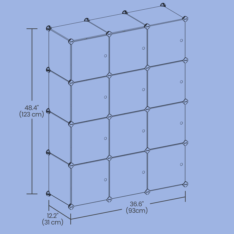 12 cubes de rangement en plastique, organisateur de rangement modulaire pour garde-robe bricolage, armoire avec portes pour chambre à coucher, salon