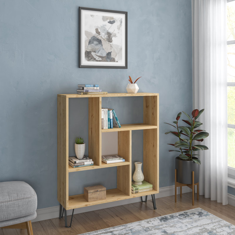 Jayvianna Geometric Bookcase, Oak/White
