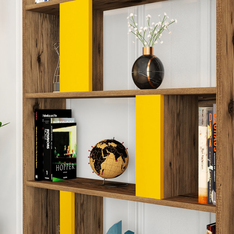 Bookcase, Walnut/Yellow
