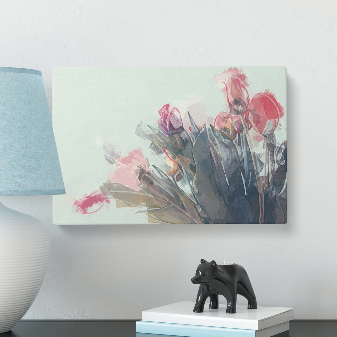 Bunch of Pink Tulips in Abstract - Wrapped Canvas