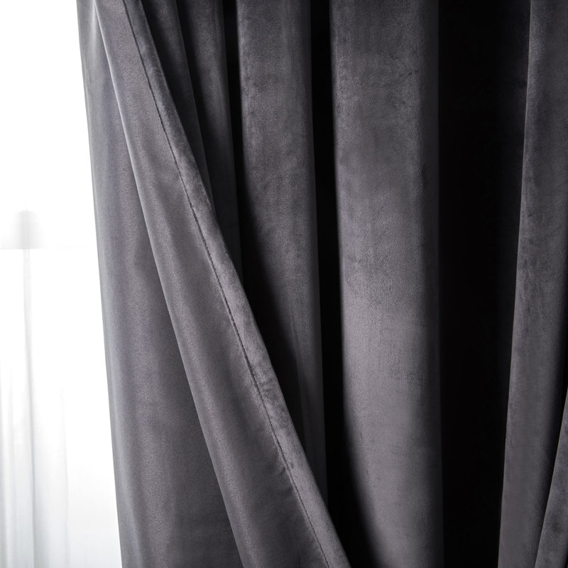 Imperial Rooms Crushed Velvet Eyelet Sheer Curtains, 168cm Width x 228cm Drop, Charcoal