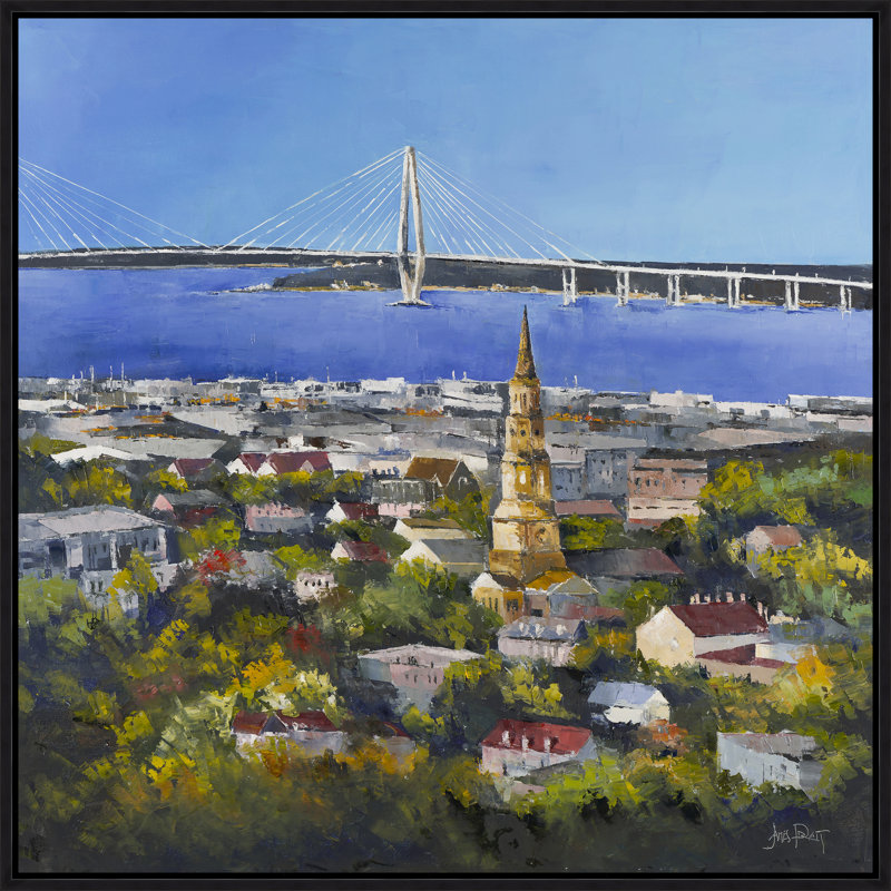 «St. Philip's from Above» par James W Pratt - peinture sur toile avec cadre flottant