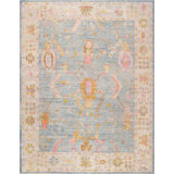 Oushak Hand Knotted Wool Oriental Area Rug in Blue/Ivory/Pink