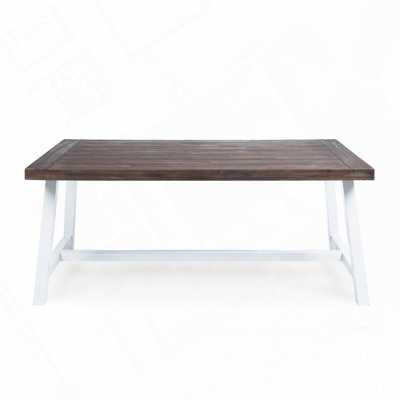 Aditya Solid Wood Coffee Table,Patio Table, 29.25'' H X 35.5'' D X 71'' W, Brown/White