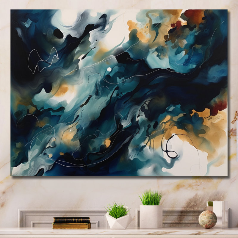 Impression sur toile Fairlawn Blue and White Marble, H 24 po x l 32 po x P 1 po, Toile tendue