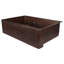33" Hammered Copper Apron Front 30/70 Double Basin Kitchen Sink with Short 5" Divider