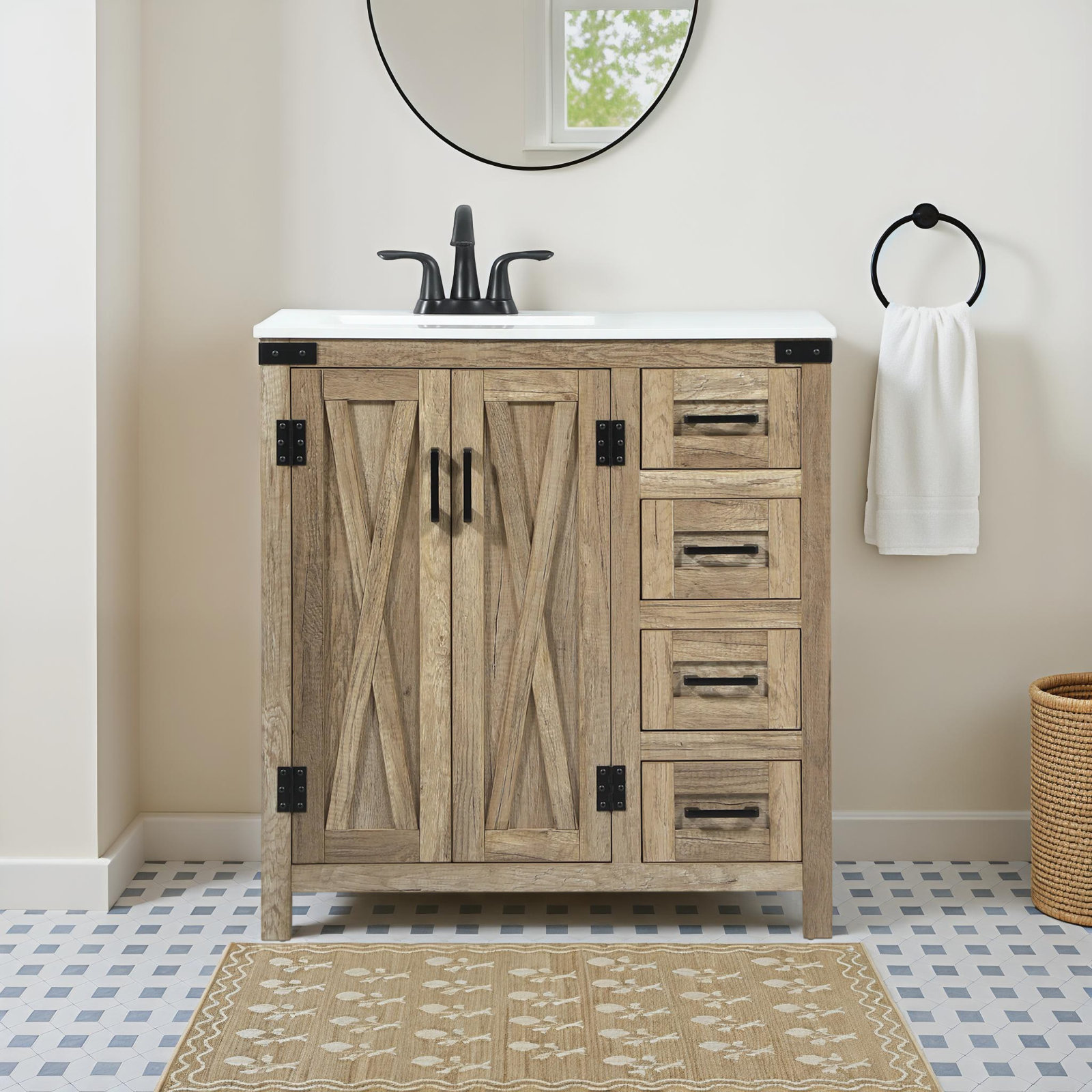 Slayton 32'' Single Bathroom Vanity, Natural Oak